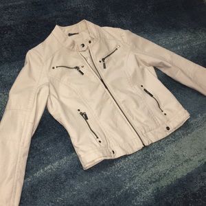White pleather biker jacket
